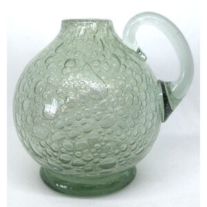 Ture Berglund Bubble Glass Jug 1940s Vase Handle Sweden Unmarked Skansens